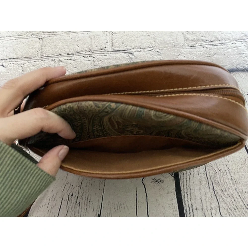 Vtg 1989's Brown Green Oatmeal Carryland Purse
